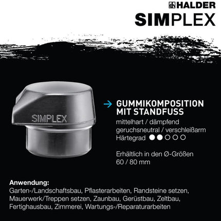 HALDER maza de cara blanda SIMPLEX cabeza d. 80mm longitud 490 cabeza w.175mm ( 8002360753 )