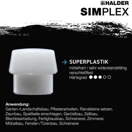 HALDER maza de cara blanda SIMPLEX cabeza d. 80mm longitud 490 cabeza w.175mm ( 8002360753 )