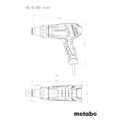 Metabo HG 16-500 Hot air gun 1600 watts 300 / 500 °C ( 601067000 )