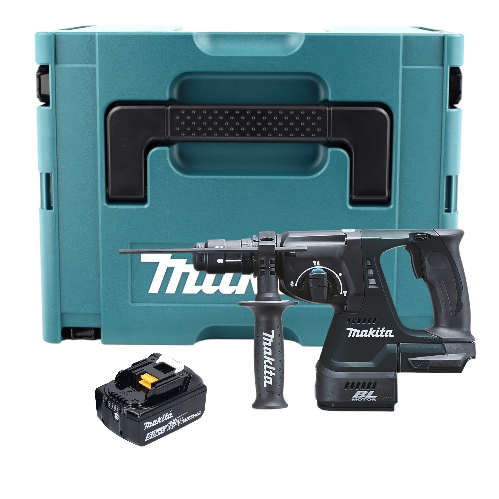 Makita DHR 243 T1J B Akku Kombihammer 18 V 2 0 J SDS Plus schwarz 1x Akku 5 0 Ah Schnellwechselfutter Makpac ohne Ladegeraet 0 - toolbrothers