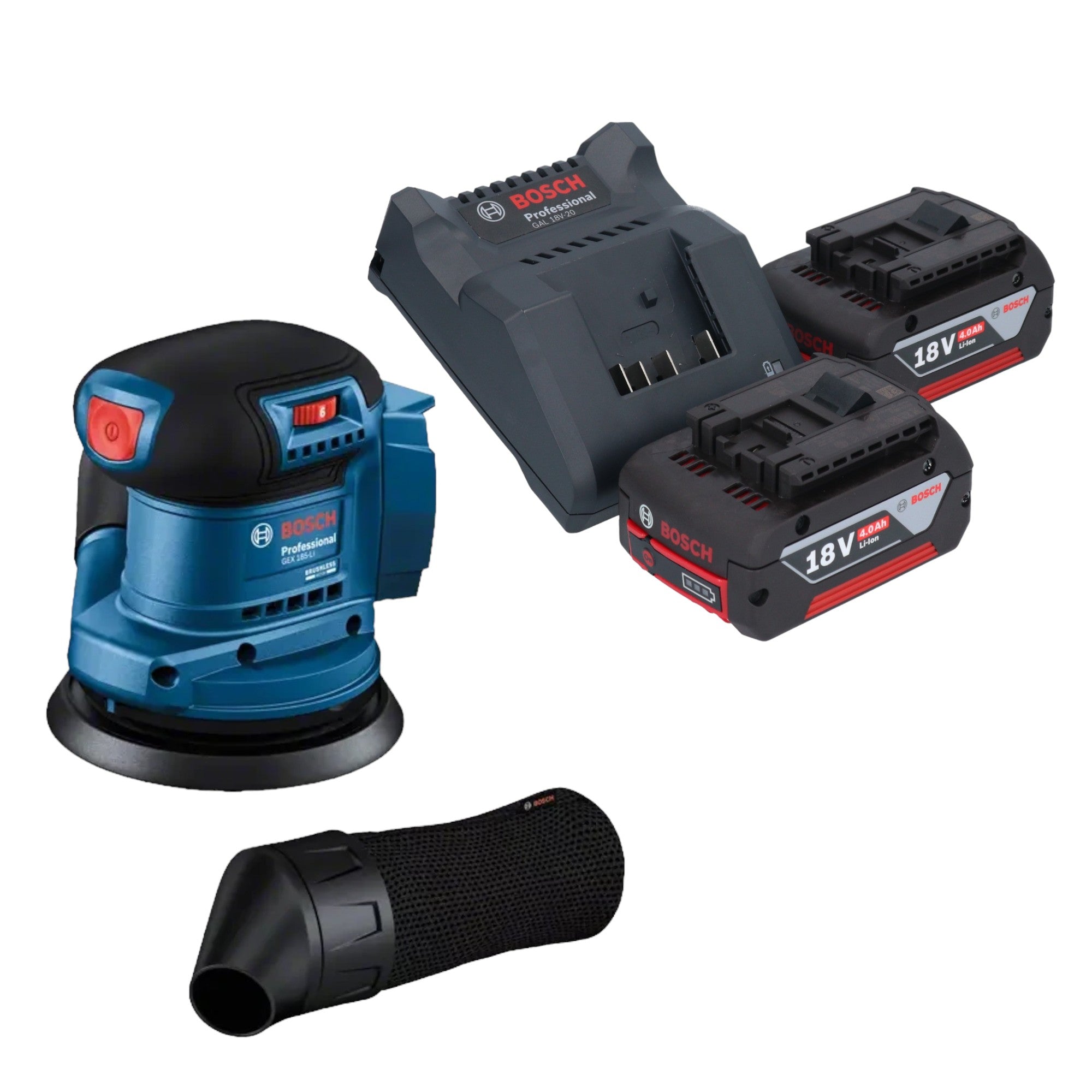 Bosch GEX 185 LI Professional Akku Exzenterschleifer 18 V 125 mm Brushless 2x Akku 4 0 Ah Ladegeraet 0 - toolbrothers