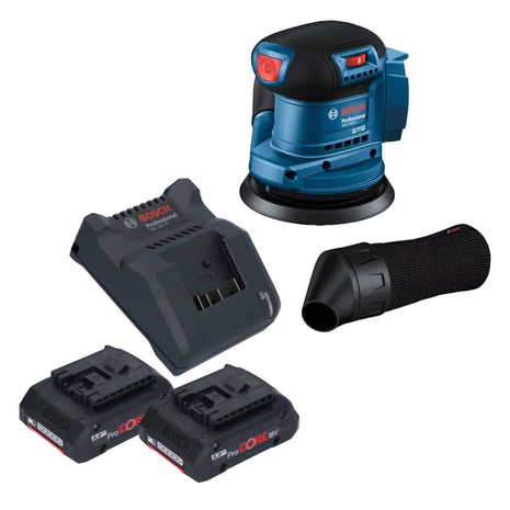 Ponceuse excentrique sans fil Bosch GEX 185-LI Professional 18 V 125 mm sans balais + 2 batteries ProCORE 4,0 Ah + chargeur