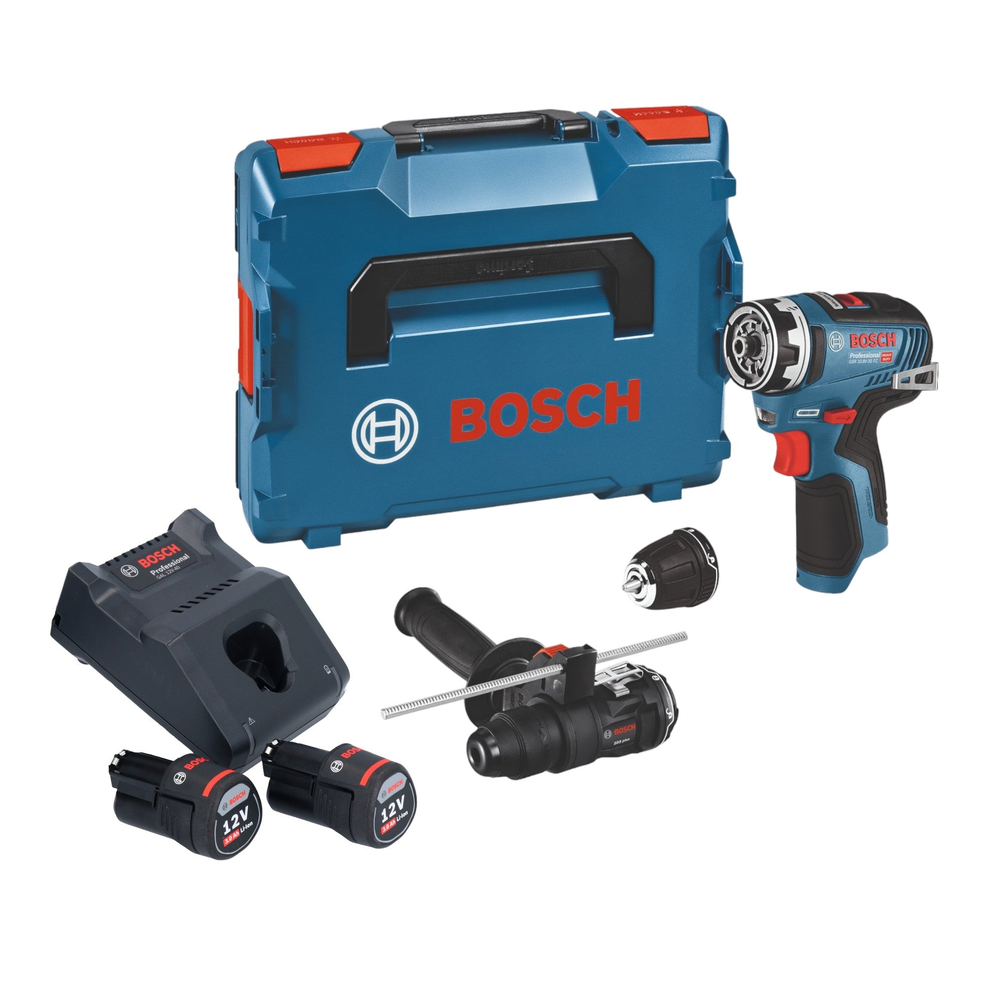 Bosch GSR 12V 35 FC Akku Bohrschrauber 12 V 35 Nm Brushless 06019H3009 2x Akku 3 0 Ah Ladegeraet 2x Aufsatz L Boxx 0 - toolbrothers