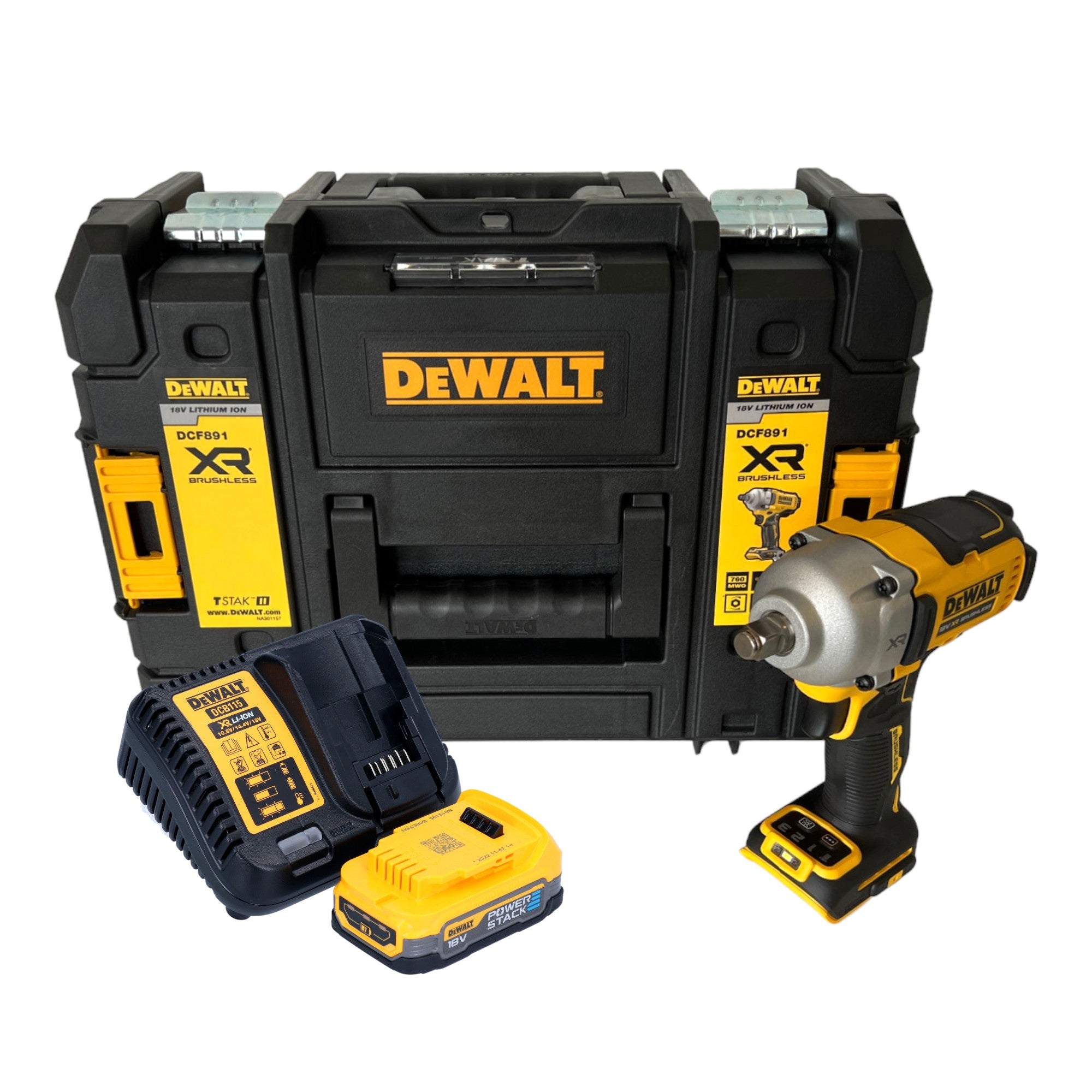 DeWalt DCF 891 E1T Akku Schlagschrauber 18 V 1084 Nm 1 2 Brushless 1x Powerstack Akku 1 7 Ah Ladegeraet TSTAK  0 - toolbrothers