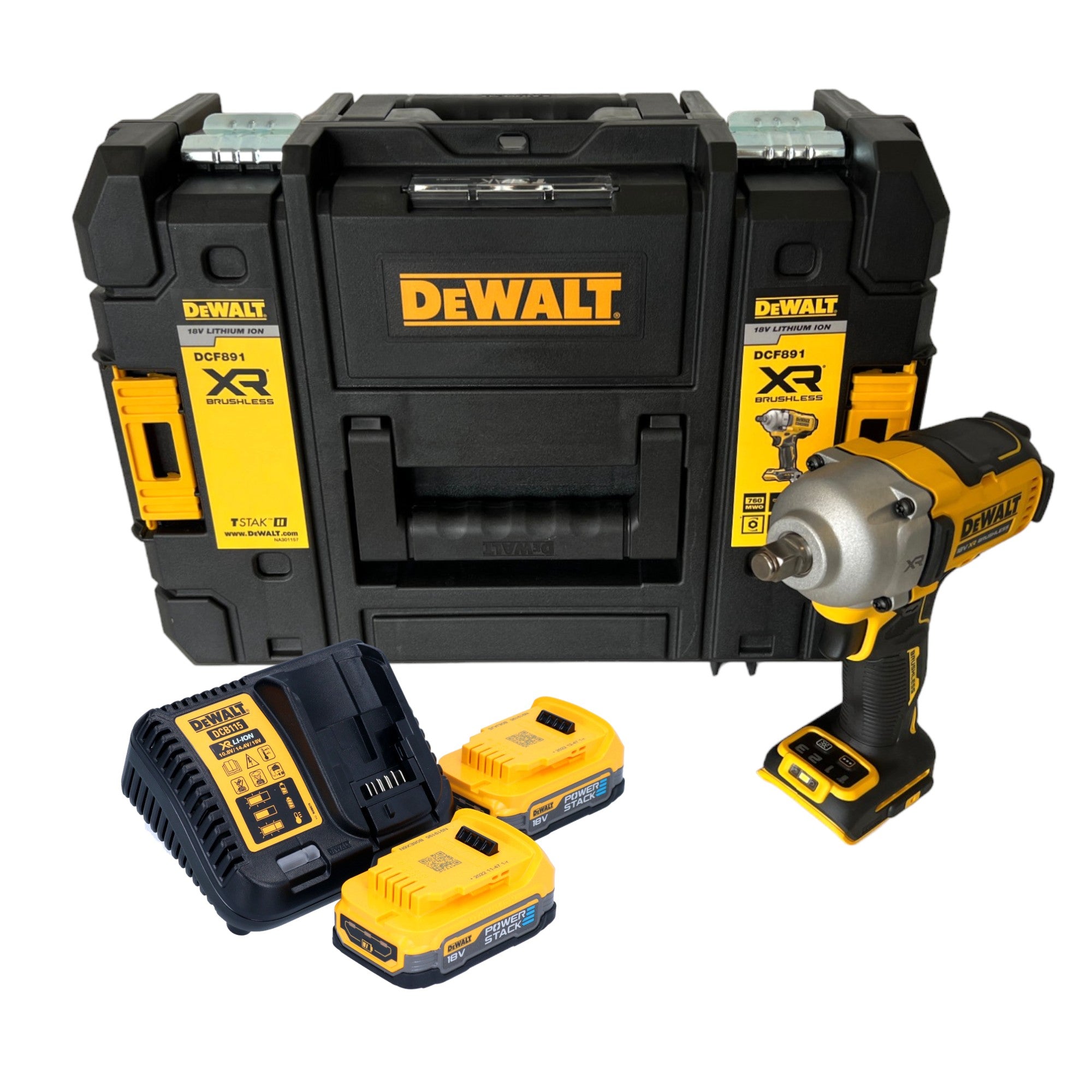 DeWalt DCF 891 E2T Akku Schlagschrauber 18 V 1084 Nm 1 2 Brushless 2x Powerstack Akku 1 7 Ah Ladegeraet TSTAK  0 - toolbrothers