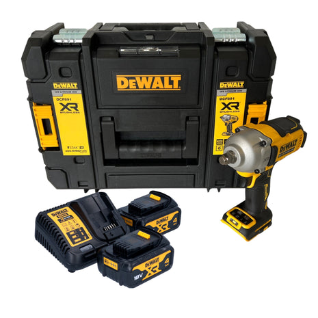 DeWalt DCF 891 M2T cordless impact wrench 18 V 1084 Nm 1/2" brushless + 2x rechargeable battery 4.0 Ah + TSTAK + charger