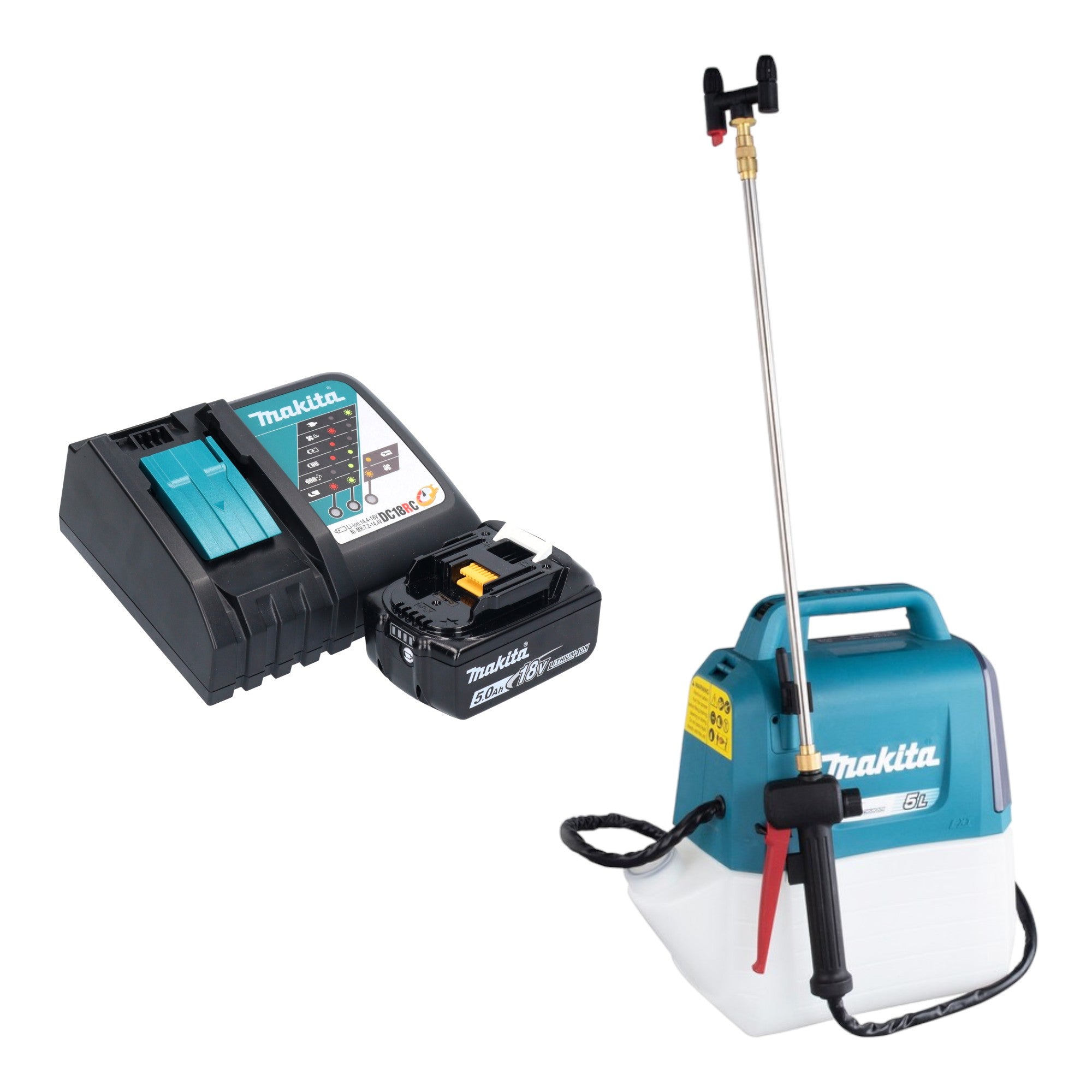 Makita DUS 054 RT Akku Druckspritze 18 V 5 0 l 3 0 bar 1x Akku 5 0 Ah Ladegeraet 0 - toolbrothers