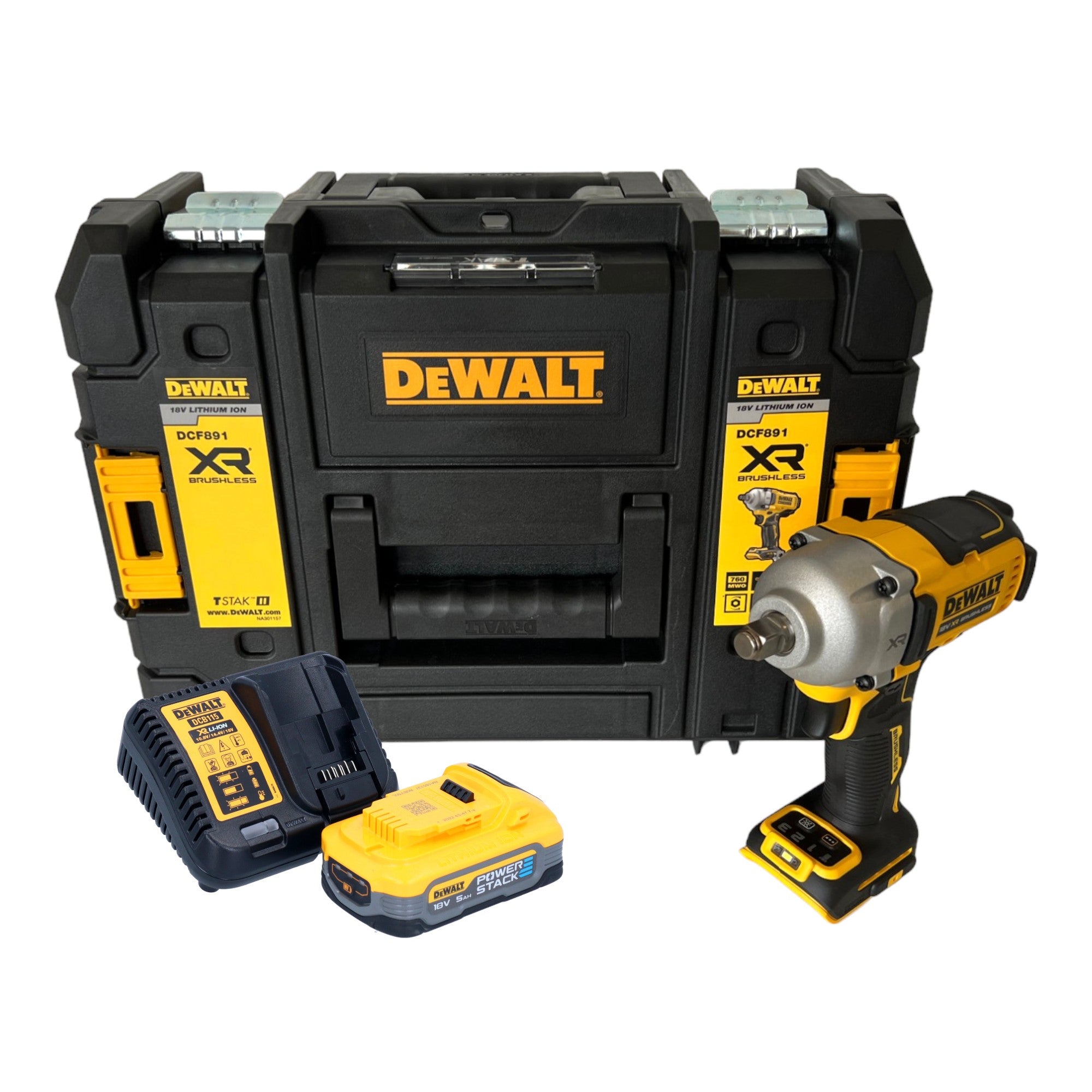 DeWalt DCF 891 H1T Akku Schlagschrauber 18 V 1084 Nm 1 2 Brushless 1x Powerstack Akku 5 0 Ah TSTAK Ladegeraet 0 - toolbrothers