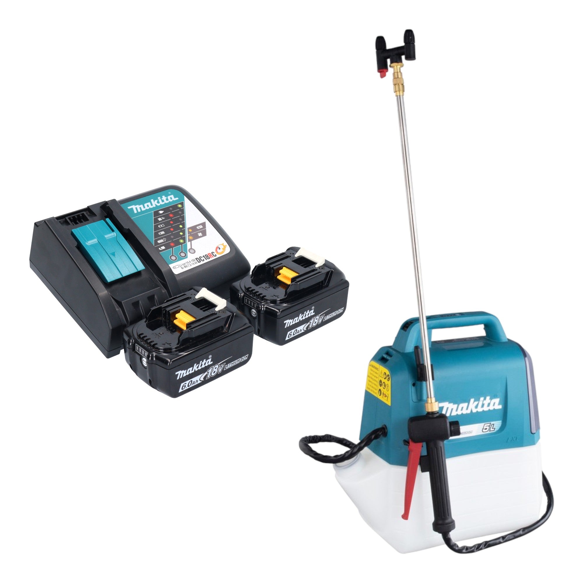 Makita DUS 054 RG2 Akku Druckspritze 18 V 5 0 l 3 0 bar 2x Akku 6 0 Ah Ladegeraet 0 - toolbrothers
