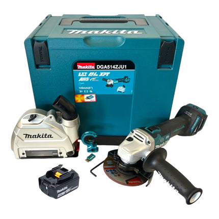 Makita DGA 514 M1JU1 Amoladora angular sin cable 18 V 125 mm sin escobillas + 1x batería recargable 4,0 Ah + Makpac - sin cargador