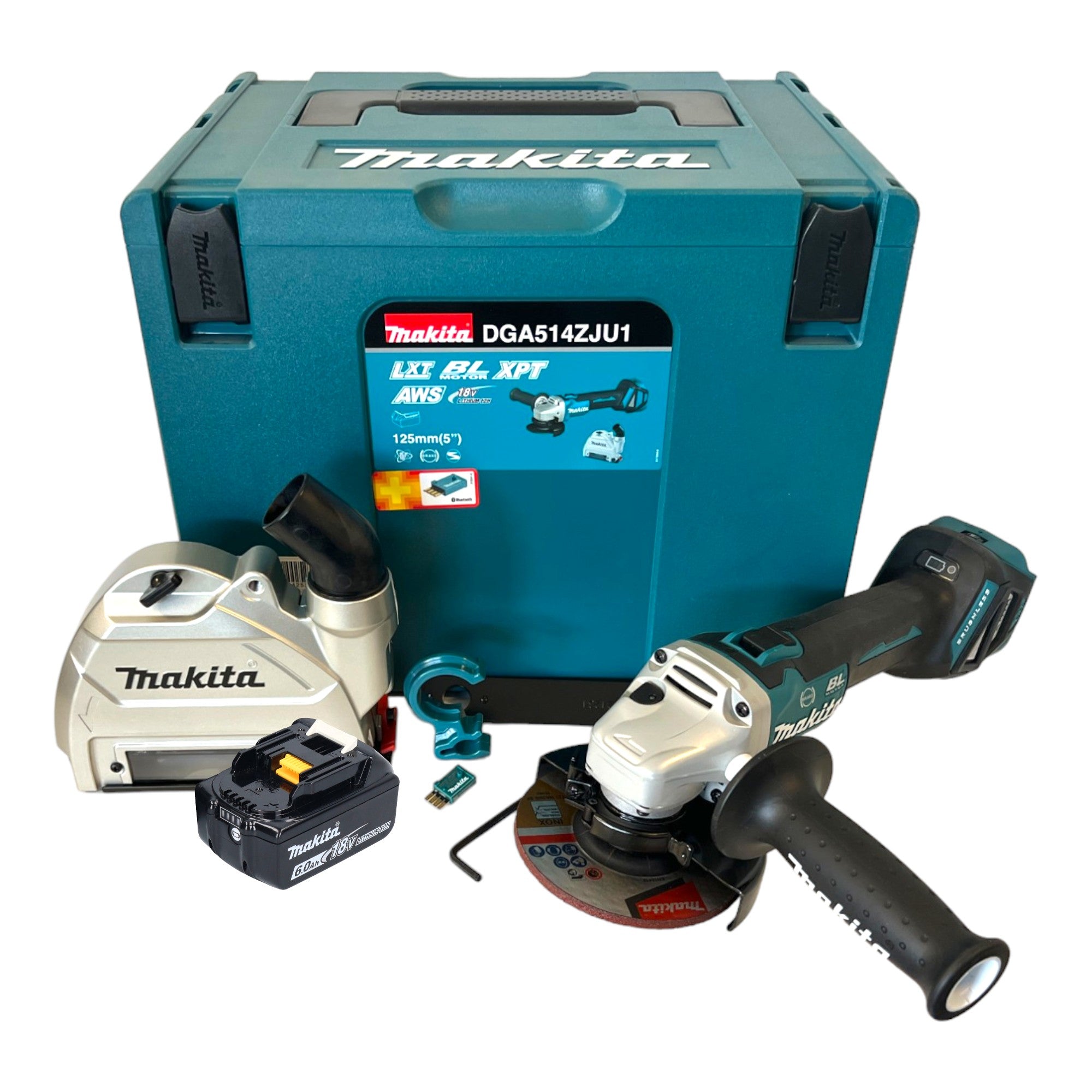 Makita DGA 514 G1JU1 Akku Winkelschleifer 18 V 125 mm Brushless 1x Akku 6 0 Ah Makpac ohne Ladegeraet 0 - toolbrothers