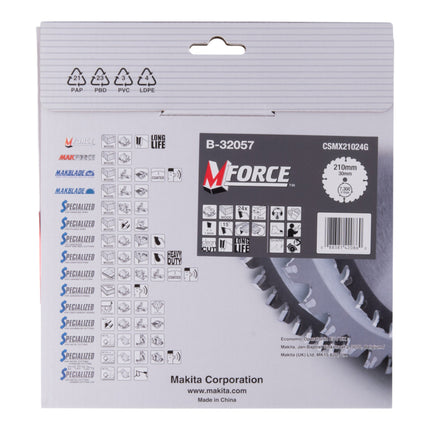 Hoja de sierra circular Makita M-FORCE 210 x 30 x 2,3 mm 24 dientes ( B-32057 ) para madera