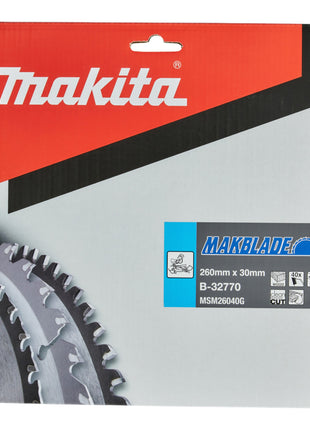 Lama circolare Makita MAKBLADE 260 x 30 x 2,3 mm 40 denti ( B-32770 ) per legno