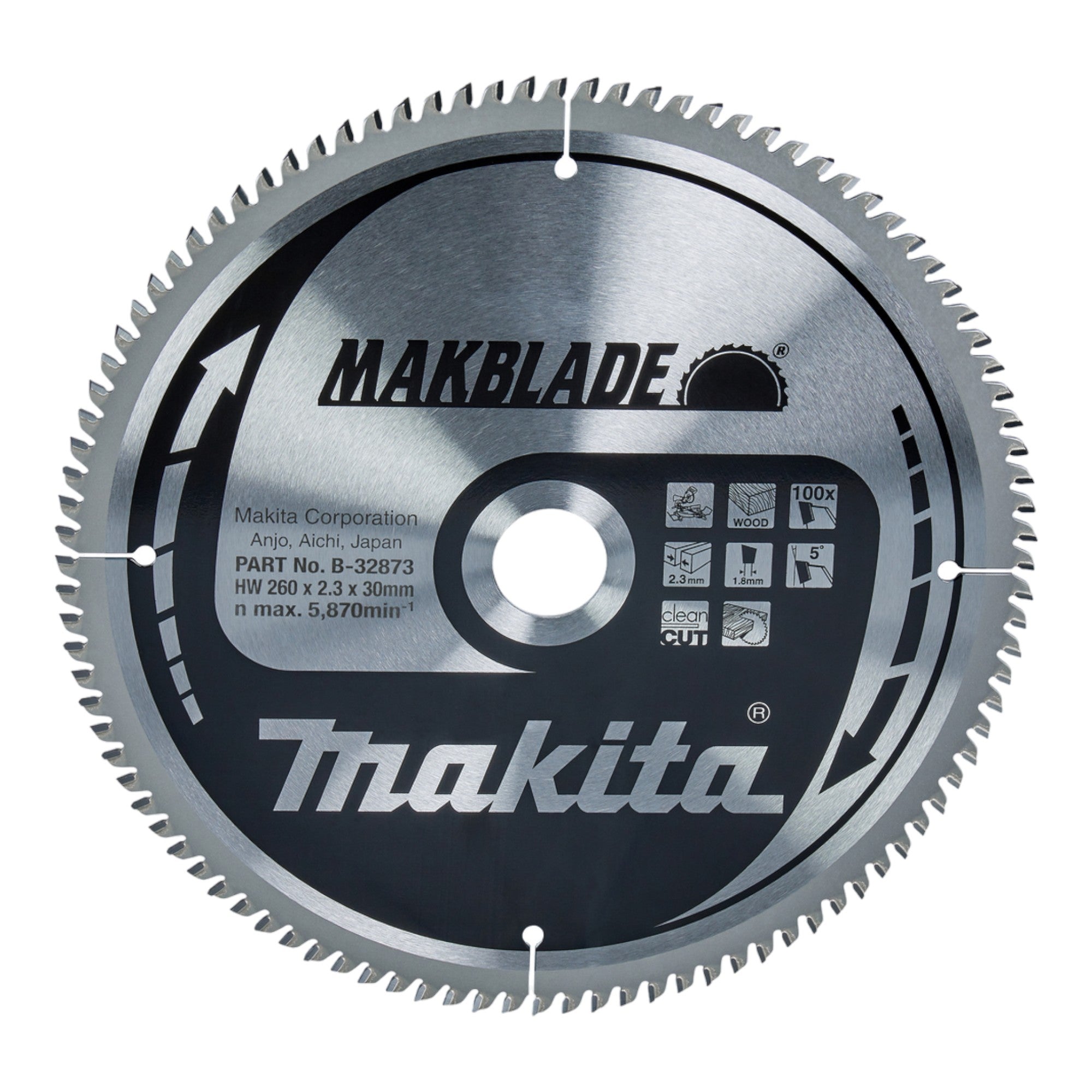 Makita MAKBLADE Kreissaegeblatt 260 x 30 x 2 3 mm 100 Zaehne B 32873 fuer Holz 0 - toolbrothers