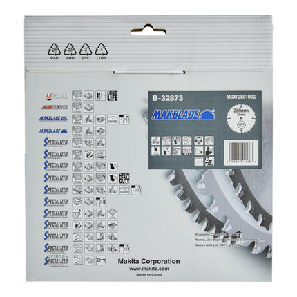 Makita MAKBLADE circular saw blade 260 x 30 x 2.3 mm 100 teeth ( B-32873 ) for wood