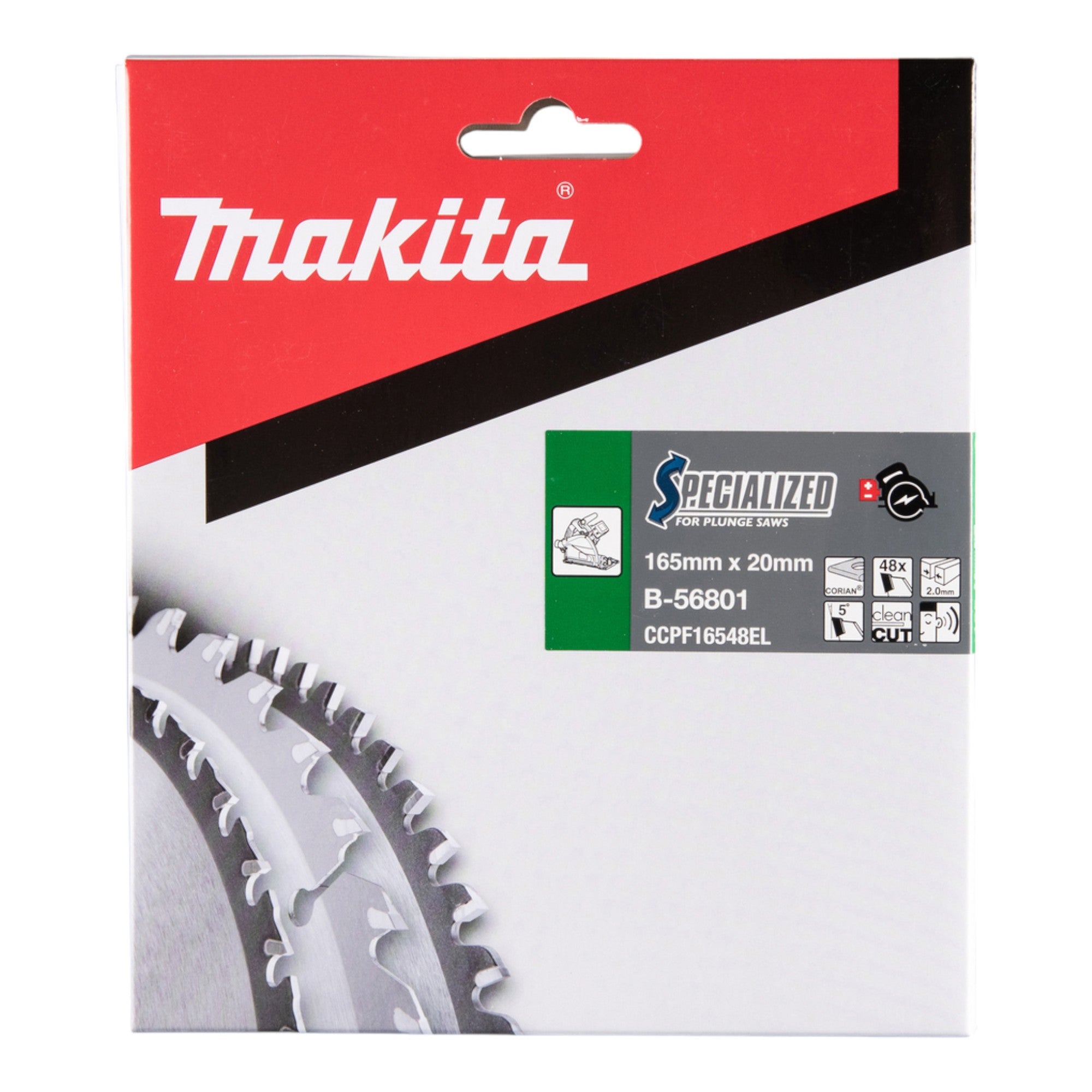 Makita CCPF16548EL SPECIALIZED Kreissaegeblatt 165 x 20 x 2 0 mm 48 Zaehne B 56801 fuer Corian Verbundwerkstoff 1 - toolbrothers