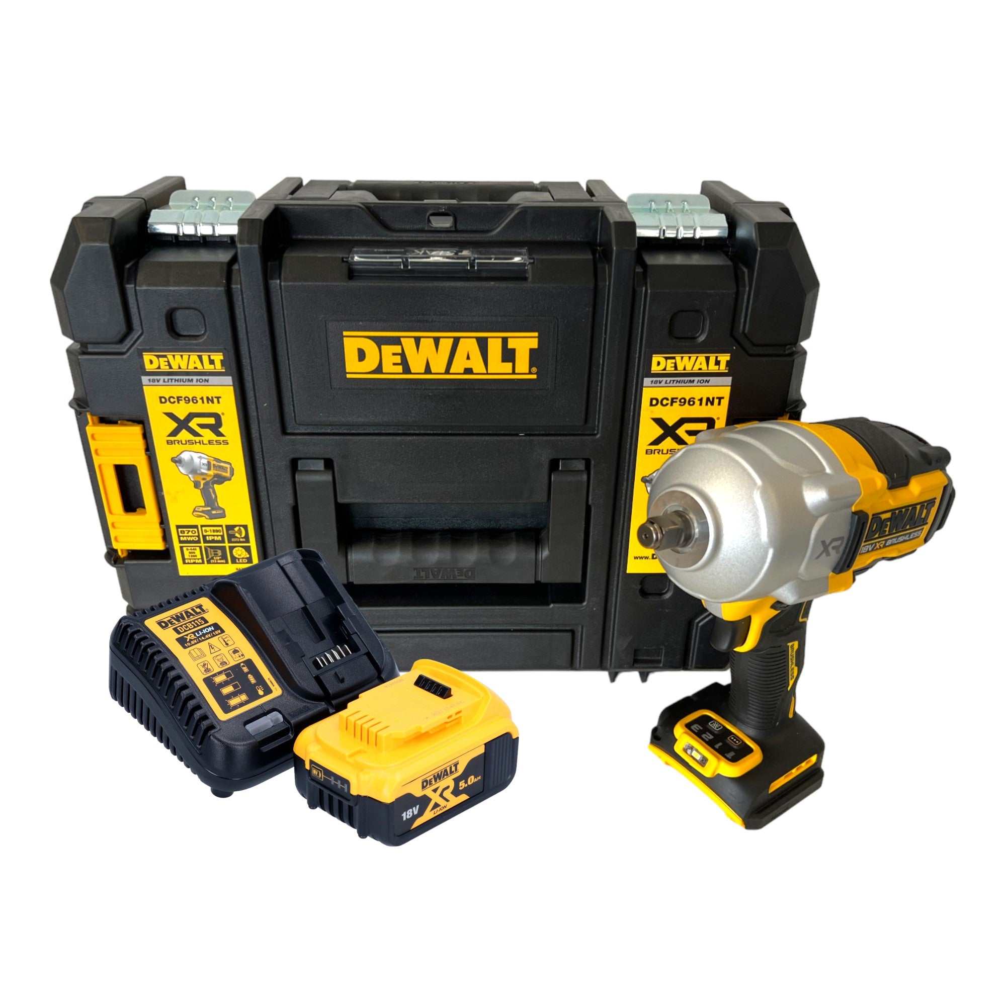 DeWalt DCF 961 P1T Akku Schlagschrauber 18 V 1632 Nm 1 2 Brushless 1x Akku 5 0 Ah Ladegeraet TSTAK 0 - toolbrothers