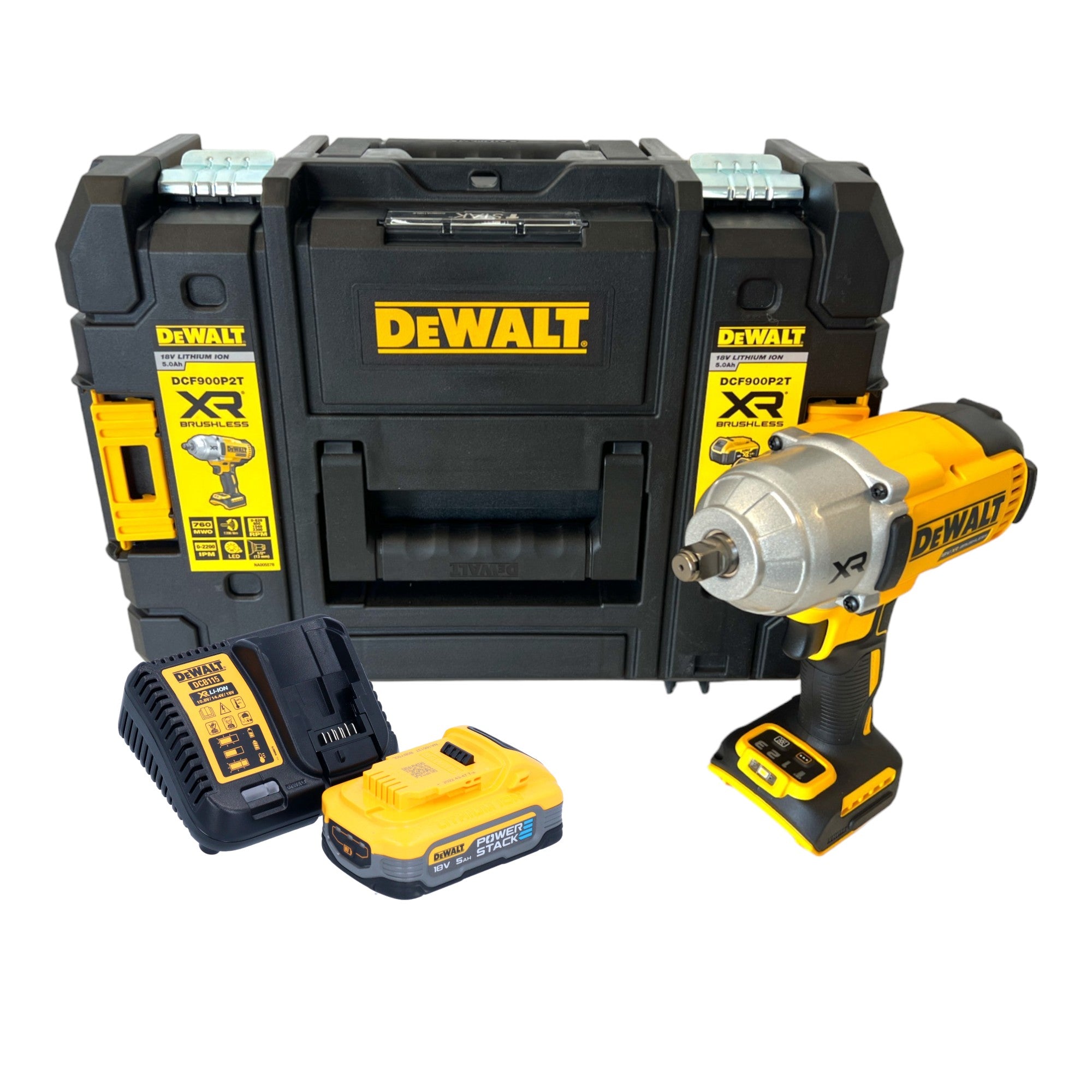 DeWalt DCF 900 H1T Akku Schlagschrauber 18 V 1396 Nm 1 2 1x Powerstack Akku 5 0 Ah Ladegeraet TSTAK 0 - toolbrothers