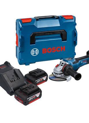 Bosch GWS 18V-15 PSC Smerigliatrice angolare professionale a batteria 18 V 125 mm BITURBO Brushless + 2x batteria ricaricabile 5,0 Ah + caricatore + L-Boxx