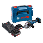 Bosch GWS 18V-15 PSC Profesjonalna akumulatorowa szlifierka kątowa 18 V 125 mm BITURBO Brushless + 2x akumulator 5,0 Ah + ładowarka + L-Boxx