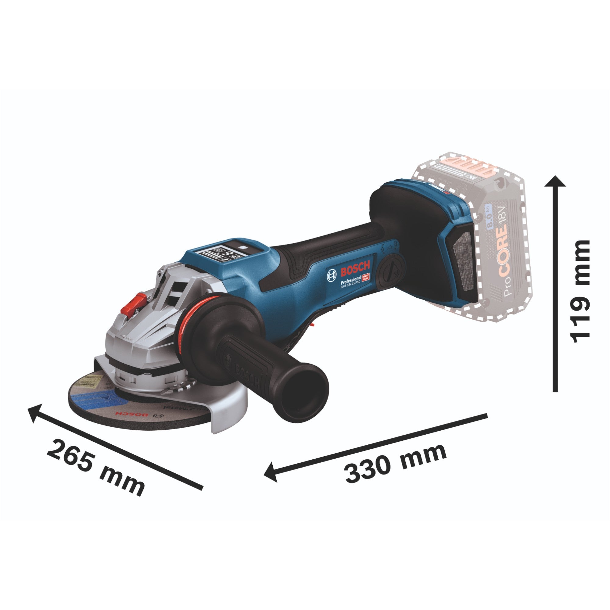 Bosch GWS 18V 15 PSC Professional Akku Winkelschleifer 18 V 125 mm BITURBO Brushless 1x ProCORE Akku 8 0 Ah L Boxx ohne Ladegeraet 4 - toolbrothers