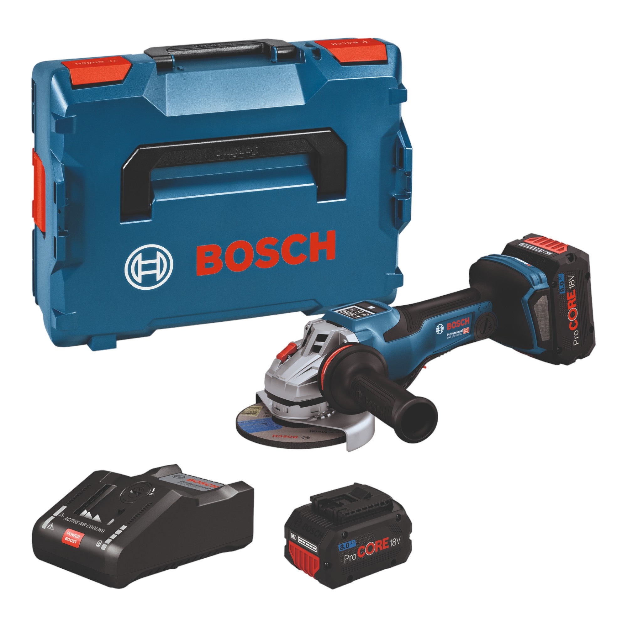Bosch GWS 18V 15 PSC Professional Akku Winkelschleifer 18 V 125 mm 06019H6B01 BITURBO Brushless 2x ProCORE Akku 8 0 Ah Ladegeraet L Boxx 0 - toolbrothers