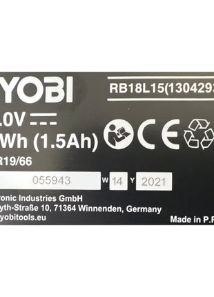 Ryobi RB18L15 batteria ricaricabile 18 V 1,5 Ah / 1500 mAh Li-Ion ONE+ ( 5133001905 ) con indicatore del livello di carica