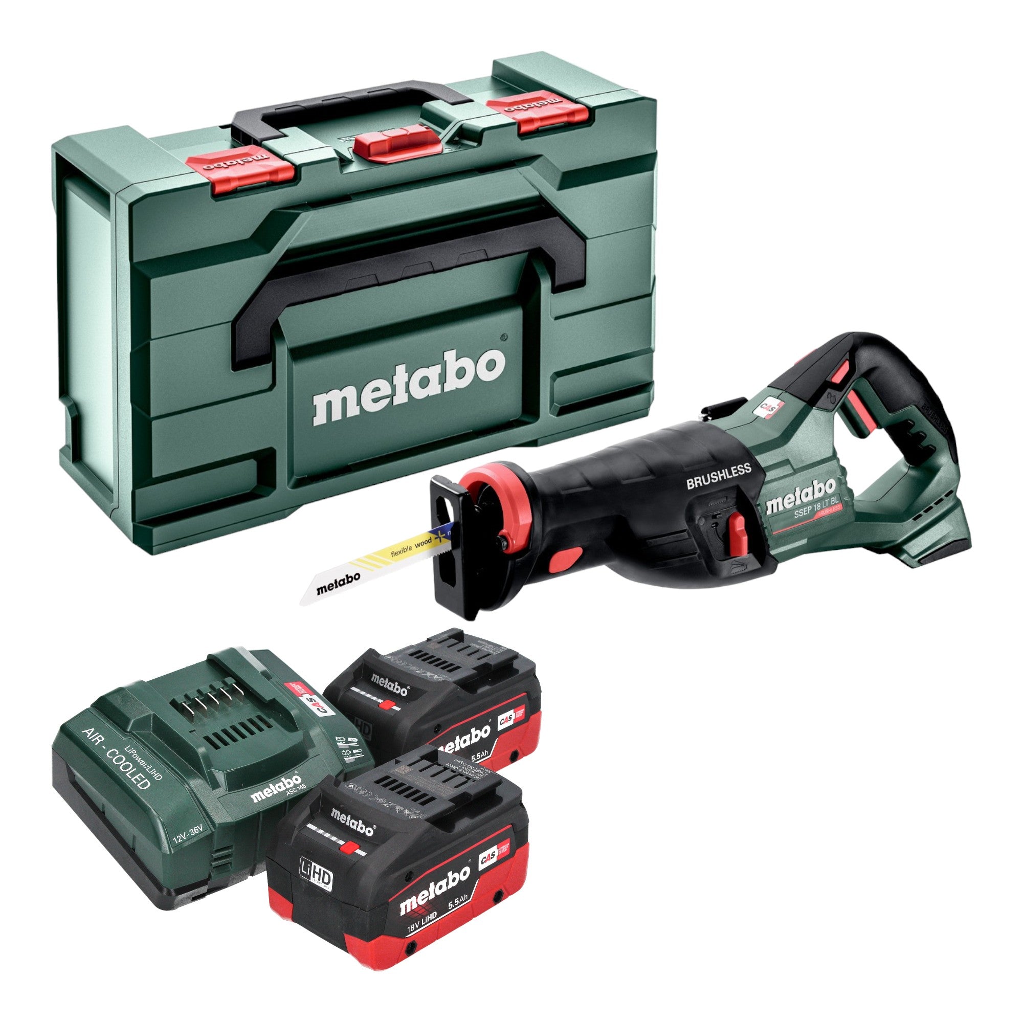 Metabo SSEP 18 LT BL Akku Saebelsaege 18 V 32 mm Brushless 2x LiHD Akku 5 5 Ah Ladegeraet Metabox 0 - toolbrothers