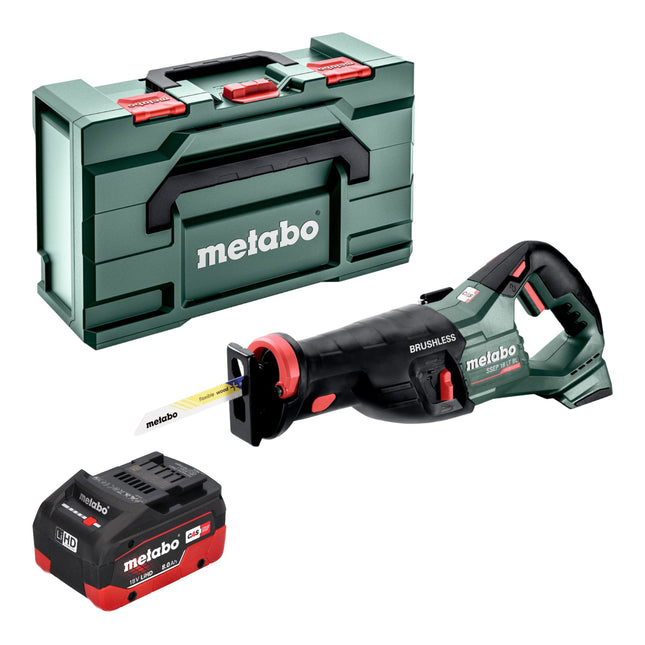 Metabo SSEP 18 LT BL sierra de sable sin cable 18 V 32 mm sin escobillas + 1x batería LiHD 8,0 Ah + metabox - sin cargador