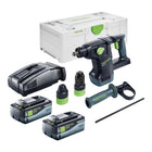 Martillo combinado sin cable Festool KHC 18 Basic 18 V 2,6 J Plus Brushless + 2x batería 8,0 Ah + cargador rápido + systainer