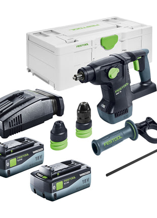 Festool KHC 18 EB-Basic Akku Kombihammer 18 V 2,6 J SDS-Plus Brushless + 2x Akku 8,0 Ah + Schnellladegerät + Systainer