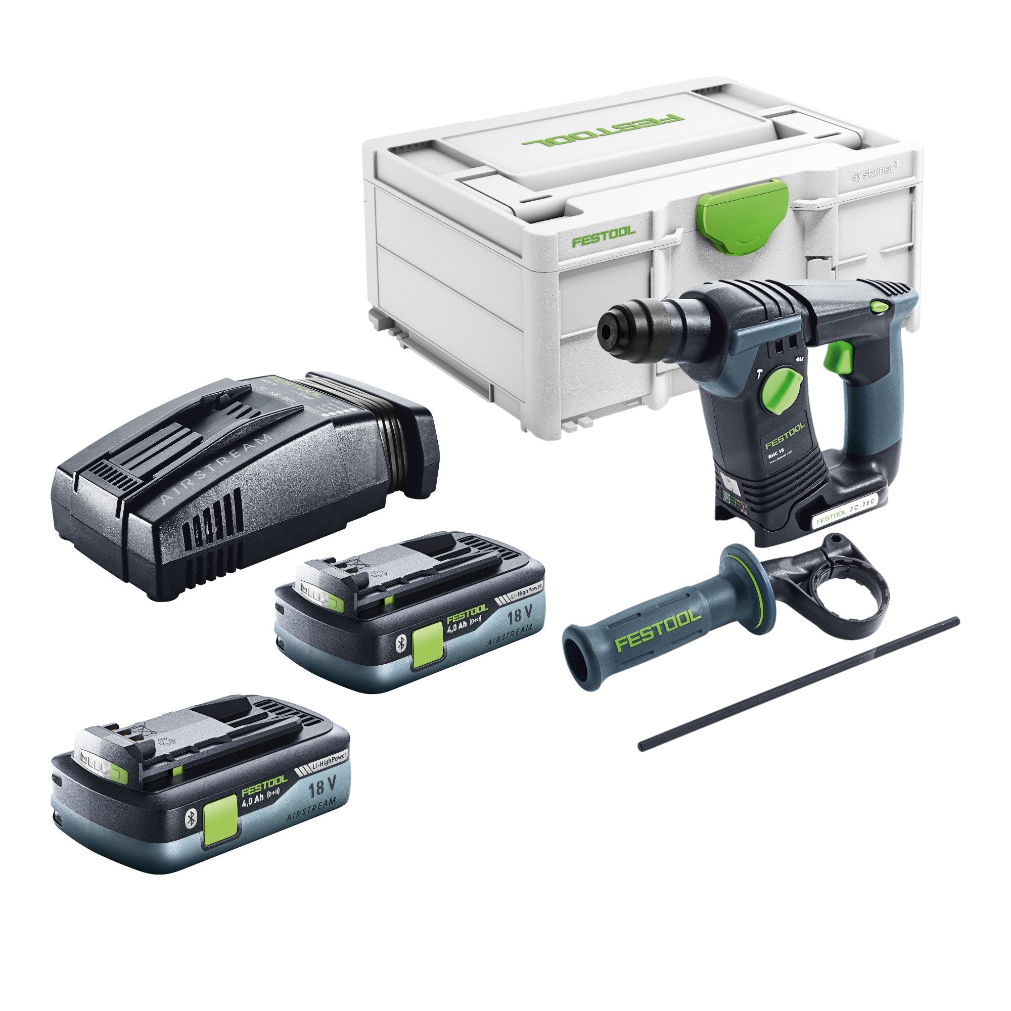 Festool BHC 18 Basic Akku Bohrhammer 18 V 1 8 J SDS Plus Brushless 2x Akku 4 0 Ah Schnellladegeraet Systainer 0 - toolbrothers