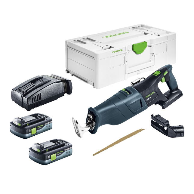 Sierra sable a batería Festool RSC 18 EB-Basic 18 V sin escobillas + 2 baterías de 4,0 Ah + cargador rápido + Systainer