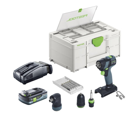 Festool TXS 18-Juego básico taladro atornillador inalámbrico 18 V 40 Nm sin escobillas + 1x batería 4,0 Ah + cargador rápido + systainer