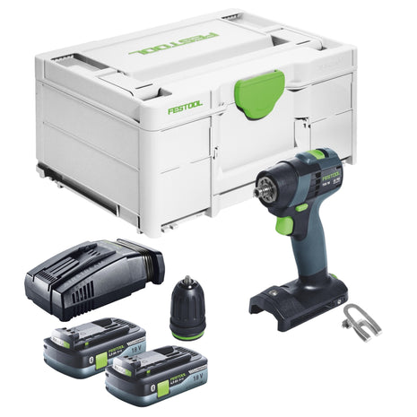 Festool TXS 18-Basic cordless drill driver 18 V 40 Nm brushless + 2x battery 4.0 Ah + quick charger + systainer