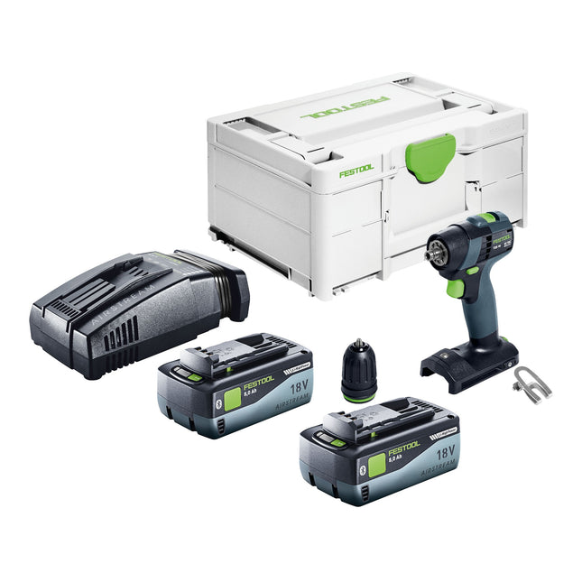 Festool TXS 18 Basic taladradora atornilladora a batería 18 V 40 Nm sin escobillas + 2x batería 8,0 Ah + cargador rápido + systainer