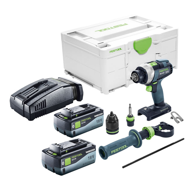Taladro atornillador a batería Festool TDC 18/4 Basic 18 V 75 Nm sin escobillas + 2x batería recargable 8,0 Ah + cargador rápido + systainer