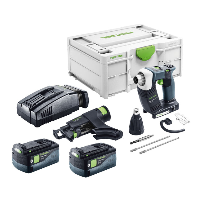 Festool DURADRIVE DWC 18-2500 Basic atornillador sin cable para la construcción 18 V 18 Nm sin escobillas + 2x batería recargable 5,0 Ah + cargador rápido + systainer