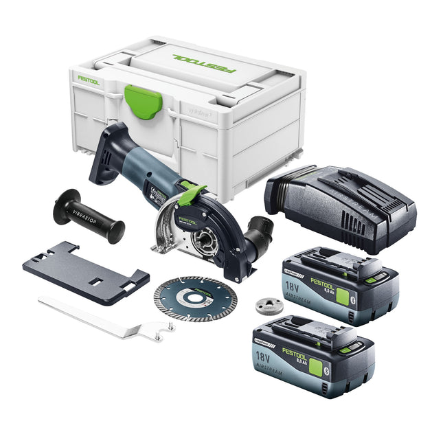 Sistema di taglio a mano libera a batteria Festool DSC-AGC 18-125 FH Basic 18 V 125 mm brushless + 2x batteria ricaricabile 8,0 Ah + caricatore rapido + systainer