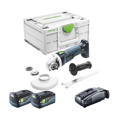 Festool AGC 18-125 EB-Basic cordless angle grinder 18 V 125 mm brushless + 2x rechargeable battery 5.0 Ah + quick charger + systainer