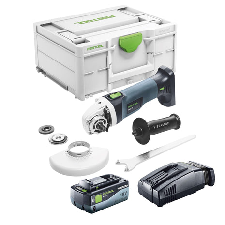 Festool AGC 18-125 EB-Basic Akku Winkelschleifer 18 V 125 mm Brushless + 1x Akku 8,0 Ah + Schnellladegerät + Systainer