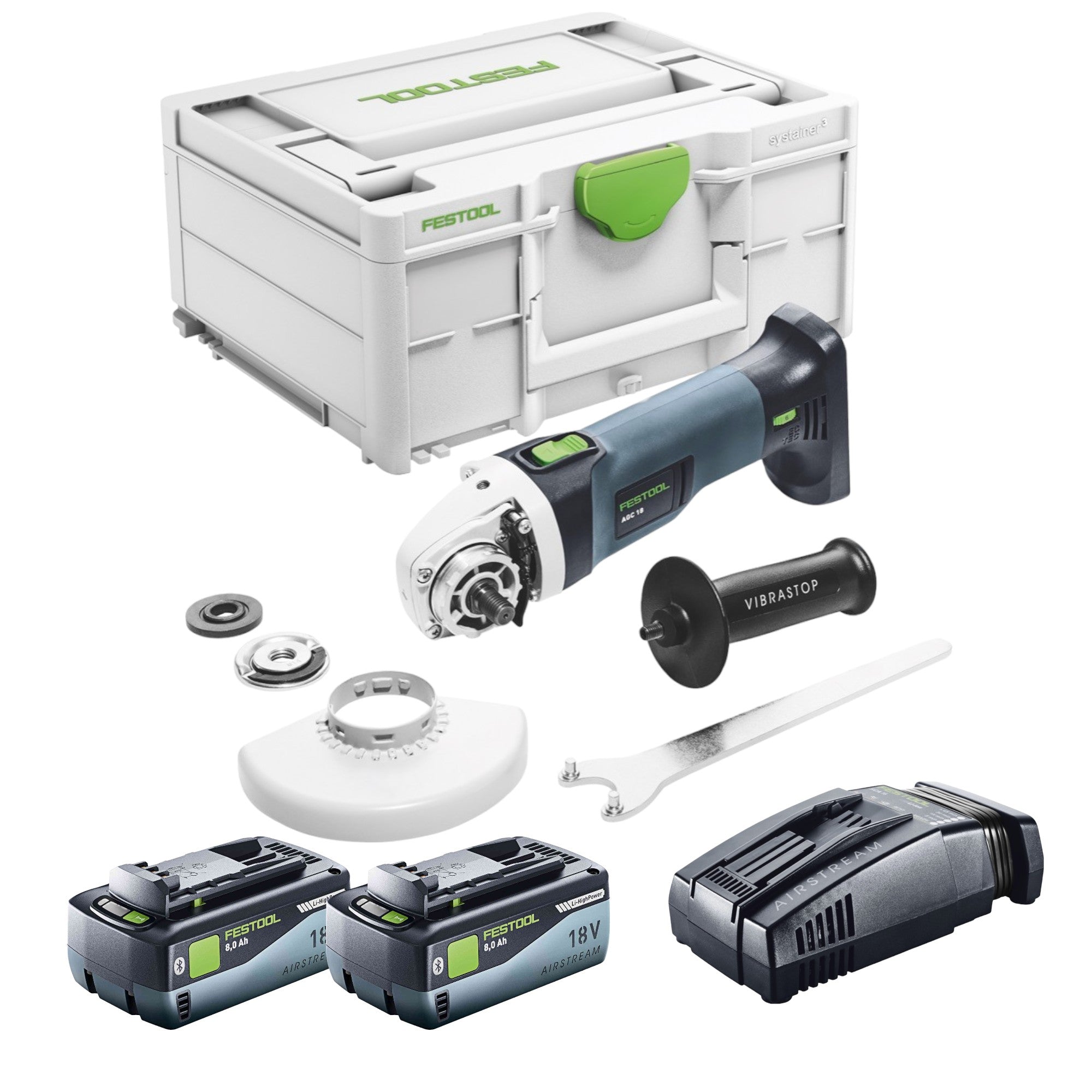 Festool AGC 18 125 EB Basic Akku Winkelschleifer 18 V 125 mm Brushless 2x Akku 8 0 Ah Schnellladegeraet Systainer 0 - toolbrothers