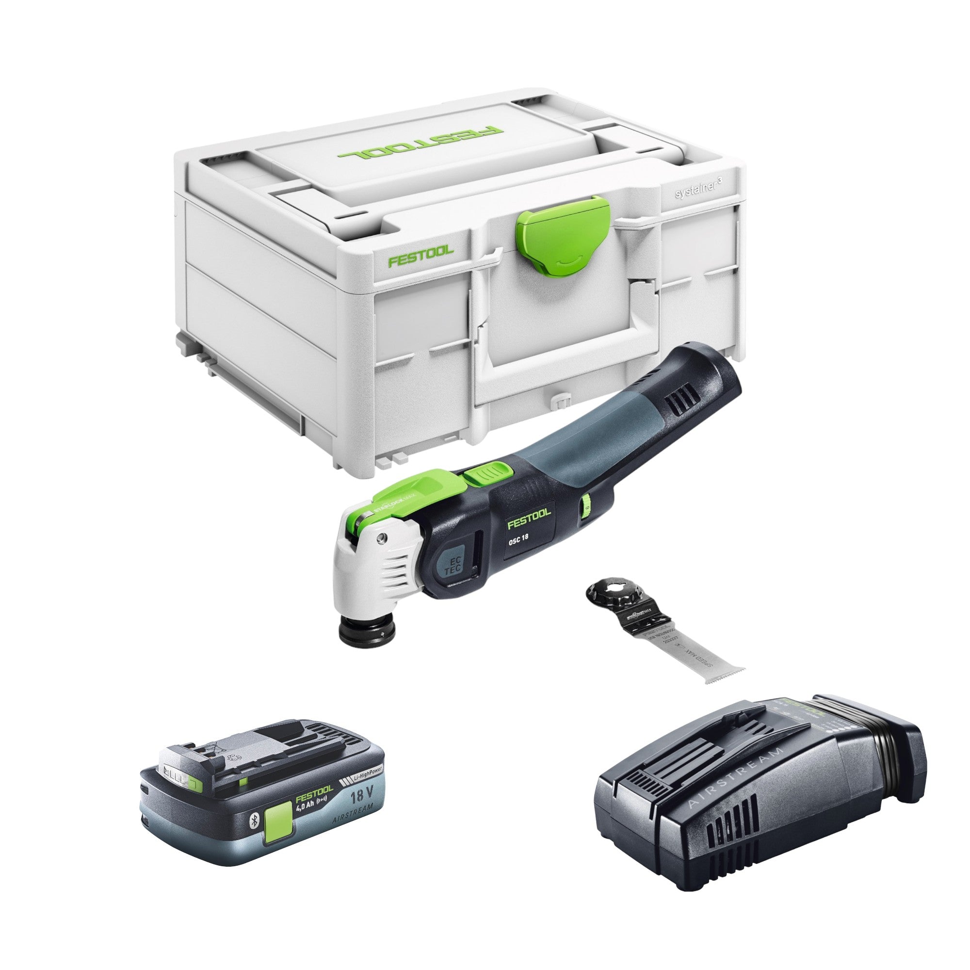 Festool VECTURO OSC 18 E Basic Akku Oszillierer 18 V Starlock Max Brushless 1x Akku 4 0 Ah Schnellladegeraet Systainer 0 - toolbrothers