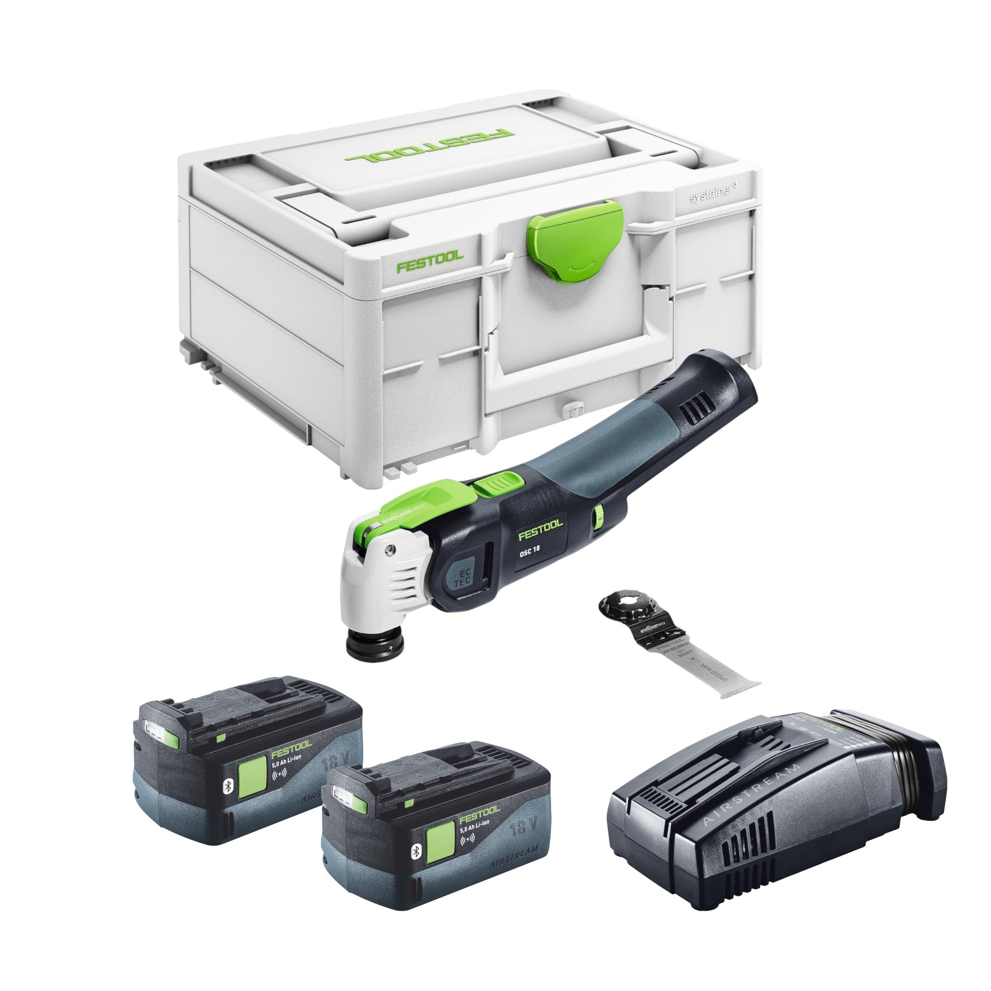 Festool VECTURO OSC 18 E Basic Akku Oszillierer 18 V Starlock Max Brushless 2x Akku 5 0 Ah Schnellladegeraet Systainer 0 - toolbrothers