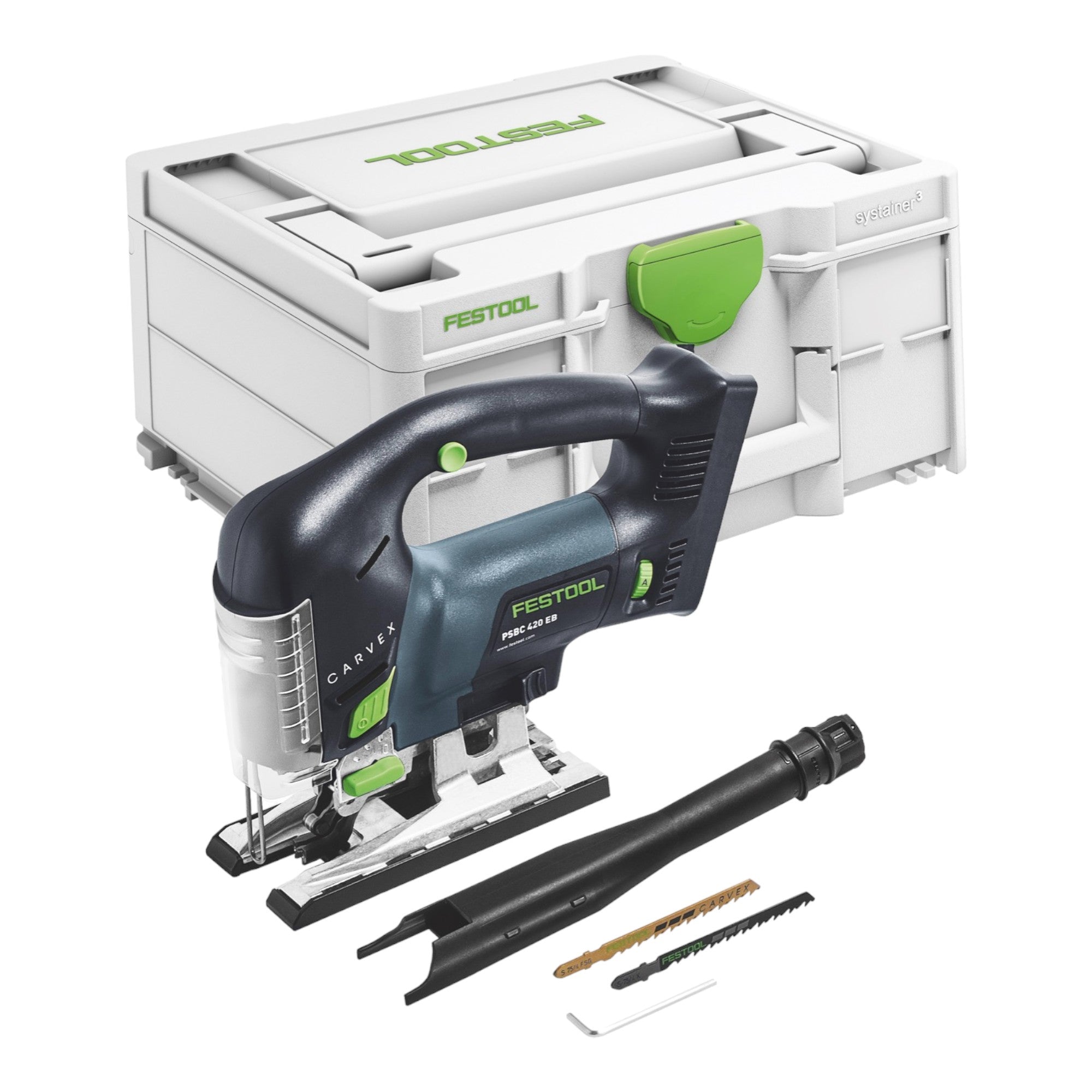 Festool CARVEX PSBC 420 EB Basic Akku Pendelstichsaege 18 V 120 mm Brushless 2x Akku 5 0 Ah Schnellladegeraet Systainer 1 - toolbrothers