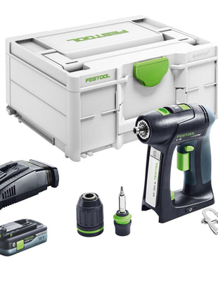 Taladro atornillador a batería Festool C 18 Basic 18 V 45 Nm sin escobillas + 1x batería 4,0 Ah + cargador rápido + systainer