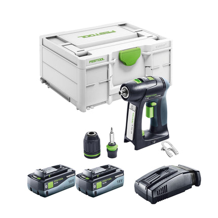 Festool C 18 Basic Trapano avvitatore a batteria 18 V 45 Nm Brushless + 2x batteria 8,0 Ah + caricabatteria rapido + Systainer