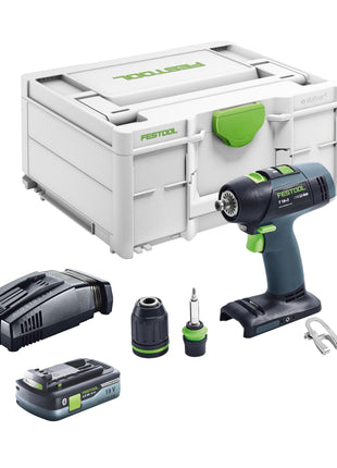 Festool T 18+3 Basic Akku Bohrschrauber 18 V 50 Nm Brushless + 1x Akku 4,0 Ah + Schnellladegerät + Systainer