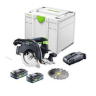 Sierra circular de mano Festool HKC 55 EB-Basic sin escobillas 18 V 160 mm + 2 baterías 4,0 Ah + cargador rápido + Systainer