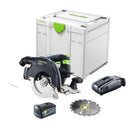 Sierra circular de batería Festool HKC 55 EB-Basic 18 V 160 mm sin escobillas + 1x batería 5,0 Ah + cargador rápido + systainer